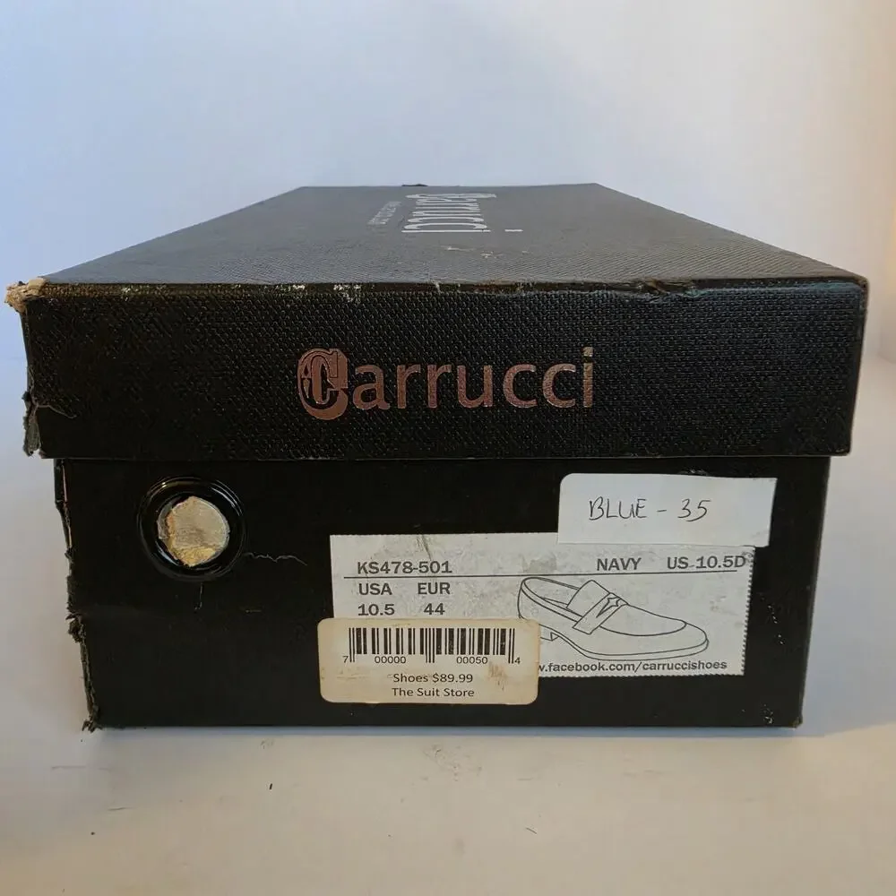 Carrucci Men's Calfskin Leather Blue Loafer Dress Shoe SZ 10.5, Made In Italy
